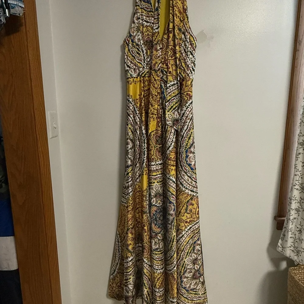 Anthropology x Nicole Miller Yellow Retro Paisley Maxi Dress - Picture 4 of 12